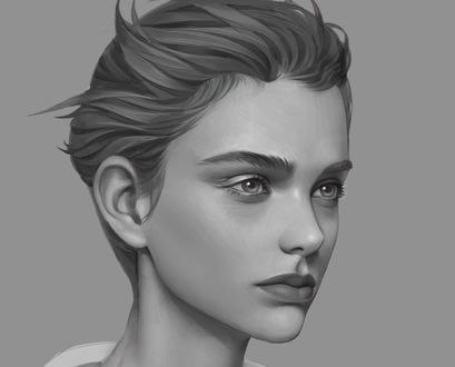 Обои на рабочий стол Девушка с целеустремленным взглядом, by Bai yuanxin