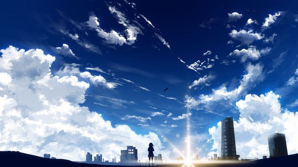Обои на рабочий стол Мицуха Миямизу / Miyamizu Mitsuha из аниме Твое имя / Your Name. / Kimi no Na wa, by Y_Y