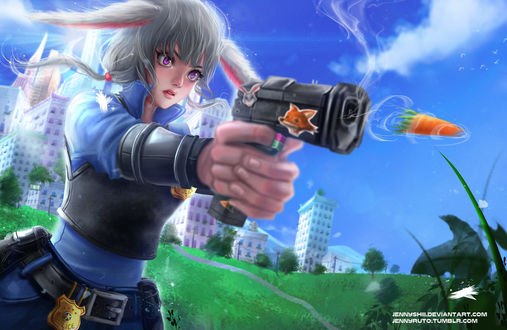 Обои на рабочий стол Джуди Хопс / Judy Hopps из мультфильма Зверополис / Zootropolis, by jennyshiii