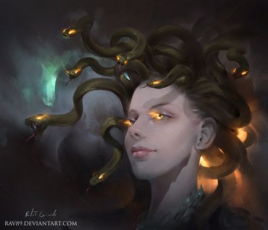 Обои на рабочий стол Девушка со змеями на голове, by Rafal Gorniak
