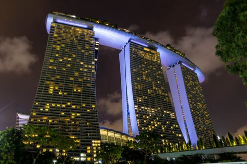 Обои на рабочий стол Republic of Singapore / Республика Сингапур, вид на отель Marina bay sands / Марина Бэй Сэндс