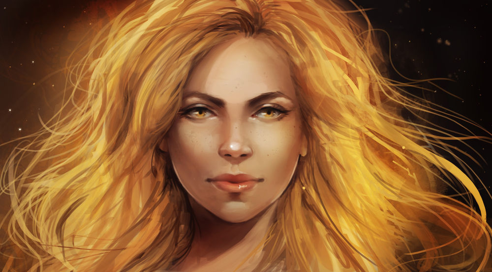 Обои для рабочего стола Девушка с солнечным цветом волос, by IndI-Art