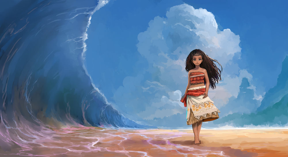 Обои для рабочего стола Moana Waialiki / Моана Ваялики из мультфильма Моаnа / Moaнa, by ombobon