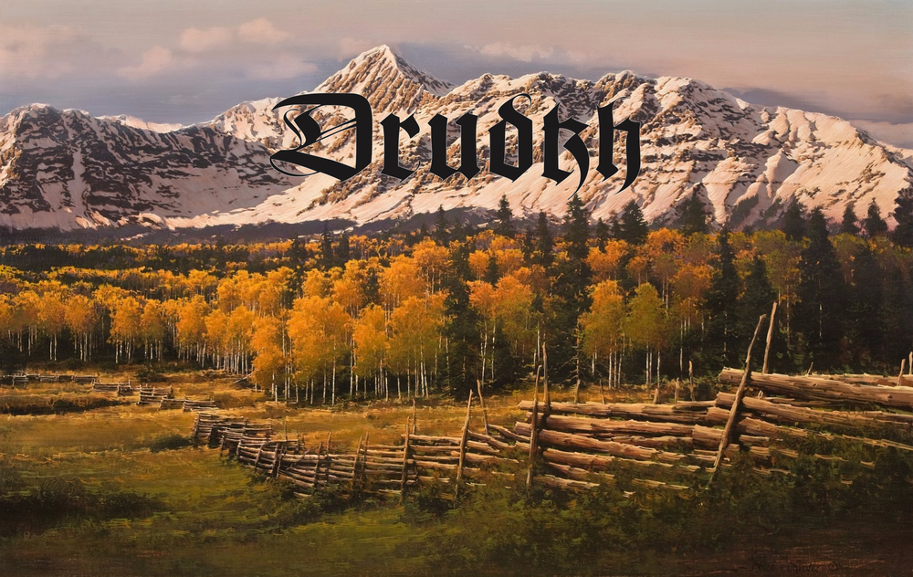 Обои для рабочего стола Осенний лес на фоне гор (Drudkh - украинская музыкальная группа), художник Jackson Hole