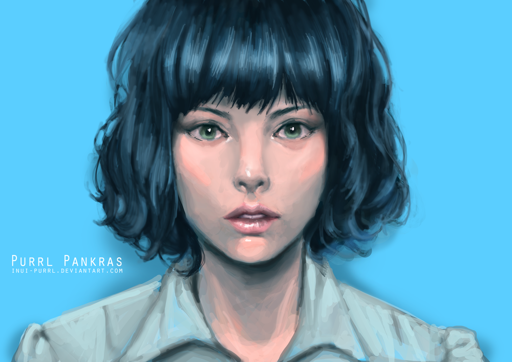Обои для рабочего стола Девушка на голубом фоне, by Inui-Purrl