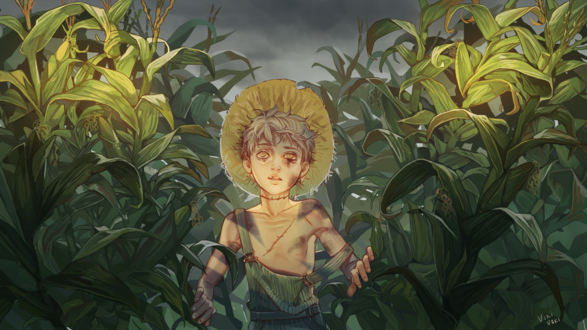 Обои на рабочий стол Мальчик в поле высокой кукурузы, by viki-vak