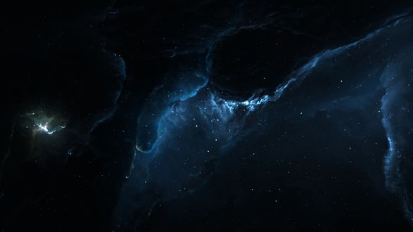 Обои на рабочий стол Темно-синяя космическая туманность, by Starkiteckt