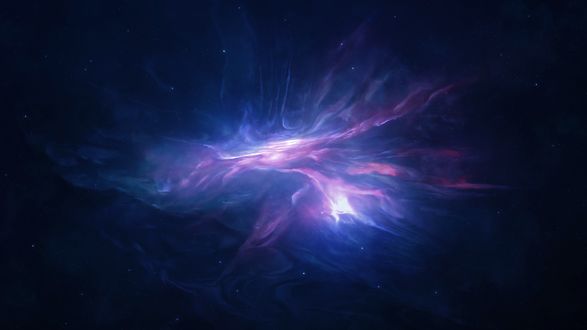 Обои на рабочий стол Фиолетово-синяя космическая туманность, by Starkiteckt