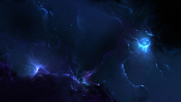 Обои на рабочий стол Синяя космическая туманность, by Starkiteckt