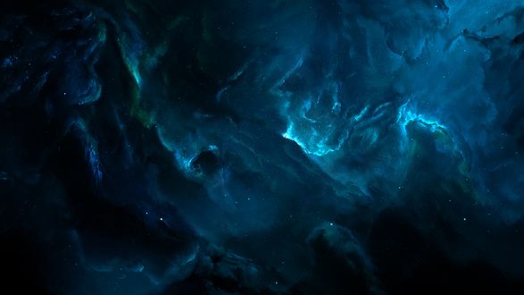 Обои на рабочий стол Сине-зеленая туманность Атлантиды, by Starkiteckt