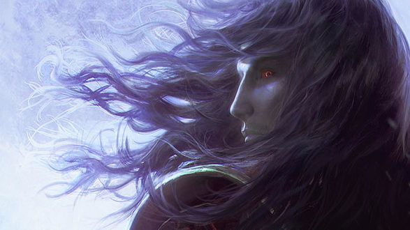 Обои на рабочий стол Вампир из игры Castlevania с красными глазами