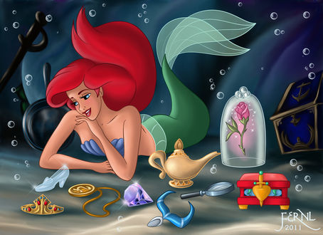 Обои на рабочий стол Ariel / Ариэль из мультфильма The Little Mermaid / Русалочка, by FERNL