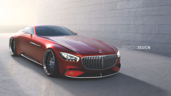 Обои на рабочий стол Mercedes-Maybach Vision 6 на фоне стены