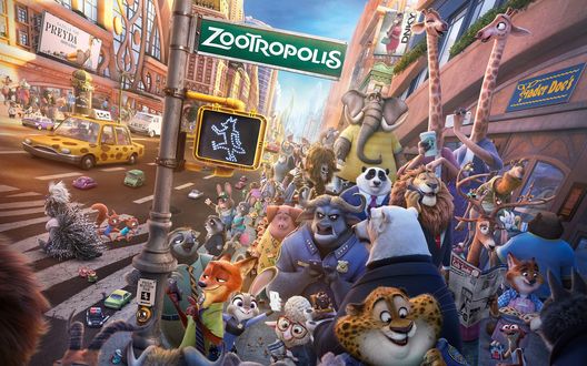 Обои на рабочий стол Все герои мультфильма Zootopia / Зверополис