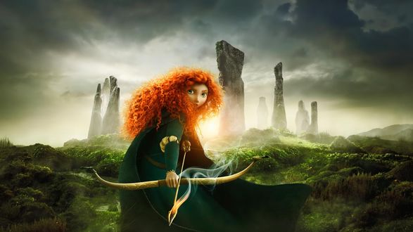 Обои на рабочий стол Princess Merida / Принцесса Мерида из мультфильма Brave / Храбрая сердцем