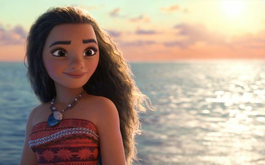 Обои на рабочий стол Moana / Моана на фоне моря, мультфильм Moana / Моана