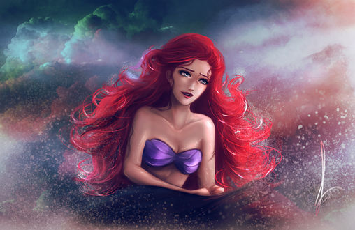 Обои на рабочий стол Ариэль / Ariel из мультфильма Русалочка / The Little Mermaid, by LahArts