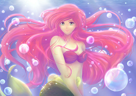 Обои на рабочий стол Ариэль / Ariel из мультфильма Русалочка / The Little Mermaid, by SvetlankaArt