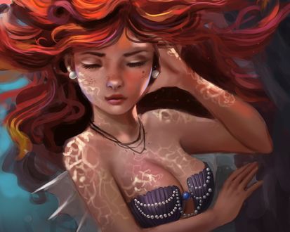 Обои на рабочий стол Ariel / Ариэль из мультфильма The Little Mermaid / Русалочка, by Whails