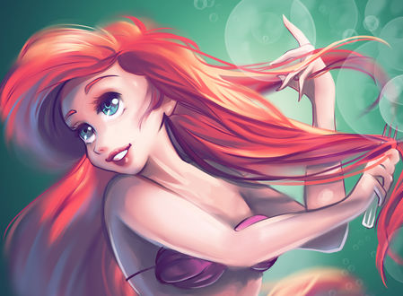 Обои на рабочий стол Ariel / Ариэль из мультфильма The Little Mermaid / Русалочка, by Kachumi