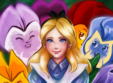 Обои на рабочий стол Alisa / Алиса из мультфильма Alice in Wonderland / Алиса в стране чудес, by Kachumi