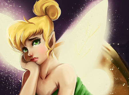 Обои на рабочий стол Фея Tinker Bell / Динь-Динь из мультфильма Peter Pan / Питер Пэн, by Kachumi