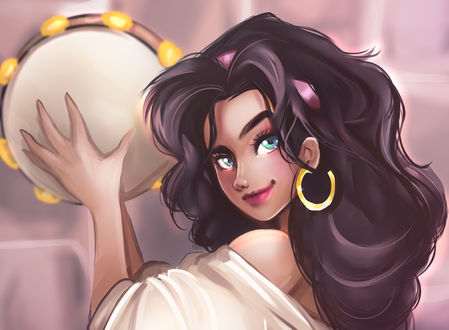Обои на рабочий стол Esmeralda / Эсмеральда из мультфильма The Hunchback of Notre Dame / Горбун из Нотр - Дама, by Kachumi