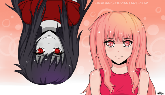 Обои на рабочий стол Princess Bubblegum / Принцесса Бубльгум и Марселин, Королева Вампиров / Marceline the Vampire Queen из мультсериала Adventure Time / Время Приключений, by pikabang