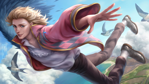 Обои на рабочий стол Howl / Хаул из аниме Howl no Ugoku Shiro / Ходячий замок Хаула, by Kotikomori