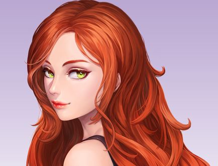 Обои на рабочий стол Девушка с огненно рыжими волосами, by Won ruwaki