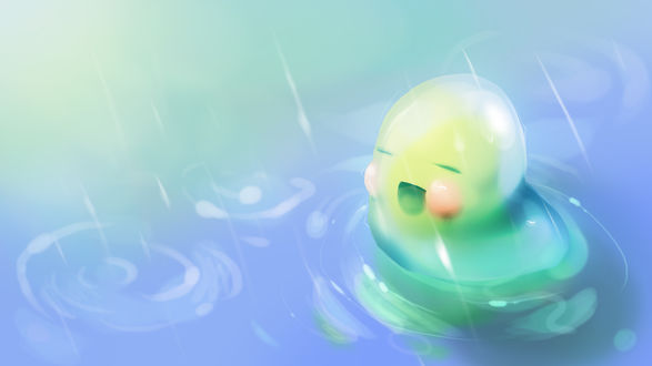 Обои на рабочий стол Фасоль на воде под дождем, by tonkabuhr