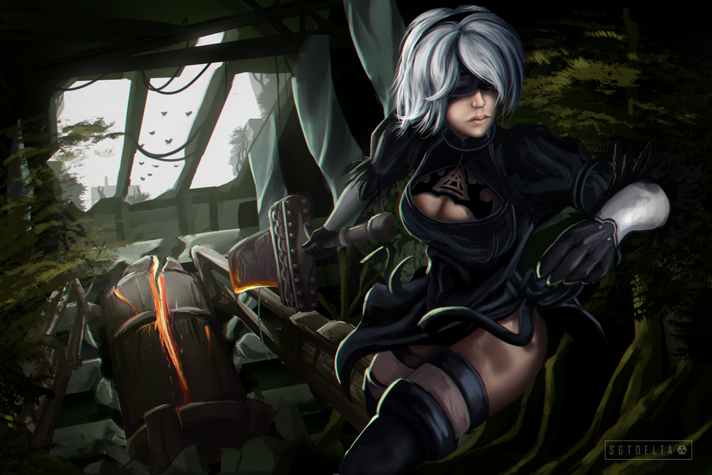 Обои для рабочего стола YoRHa №2 тип B из игры NieR: Automata, by SgtDelta