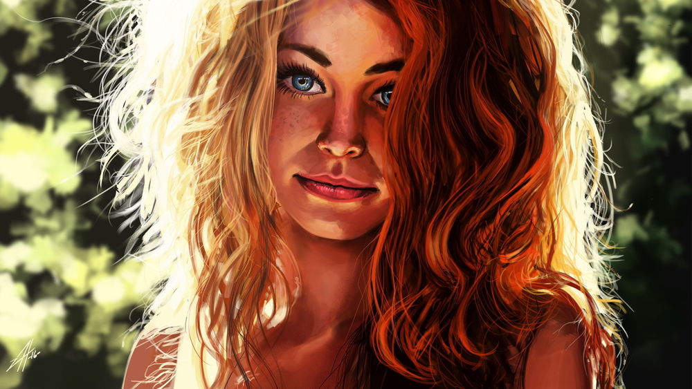 Обои для рабочего стола Портрет рыжеволосой девушки, by Levi Hinton