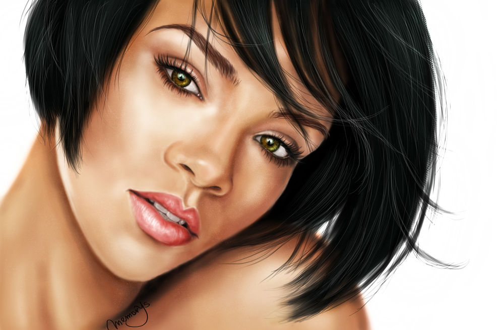 Обои для рабочего стола Американская по-певица и актриса Рианна Фенти / Rihanna Fenty, by MemorYsto