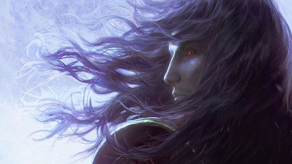 Обои для рабочего стола Вампир из игры Castlevania с красными глазами