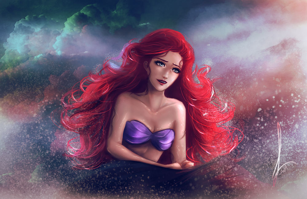 Обои для рабочего стола Ариэль / Ariel из мультфильма Русалочка / The Little Mermaid, by LahArts
