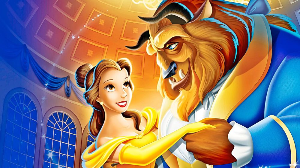 Обои для рабочего стола Belle / Белль и Beast / Зверь танцуют, персонажи мультфильма Beauty and the Beast / Красавица и чудовище