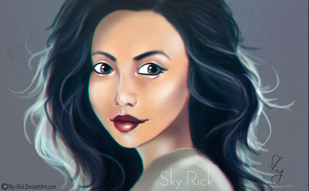 Обои для рабочего стола Девушка с синими волосами, by Sky-Rick