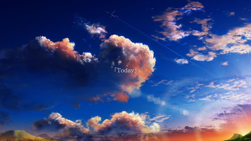 Обои для рабочего стола Самолет в небе над облаками, (Today / сегодня), by Y_Y