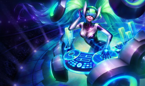 Обои на рабочий стол DJ Sona Kinetic / Кинетическая Диджей Сона из игры Лига Легенд / League of Legends, by MichelleHoefener