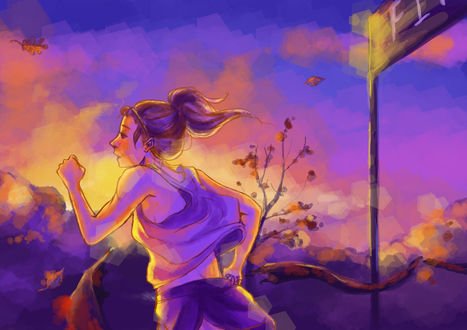 Обои на рабочий стол Бегущая марафон девушка, by mangakaluvr