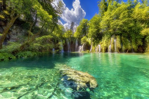 Обои на рабочий стол Национальный парк Plitvice Lakes / Плитвицкие озера в Croatia / Хорватии, фотограф Beno Saradzic