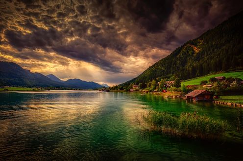 Обои на рабочий стол Weissensee / Вайсензее - белое озеро под облачным небом, фотограф Stefan Kierek