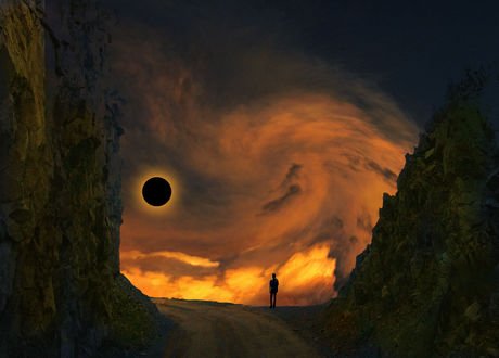 Обои на рабочий стол Парень наблюдает за солнечным затмением, by peter holme iii