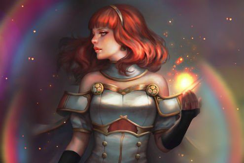 Обои на рабочий стол Девушка с магией над рукой, by serafleur