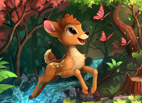 Обои на рабочий стол Олененок Bambi / Бэмби из одноименного мультфильма, by Yakovlev-vad