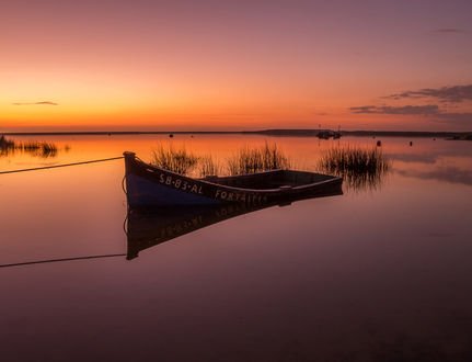 Обои на рабочий стол Затопленная заброшенная лодка, фотограф Ricardo Mateus