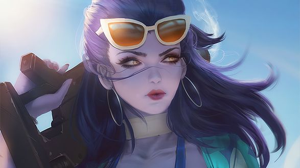 Обои на рабочий стол D. VA / Ханна Сон из игры Overwatch / Дозор, by Sean Tay