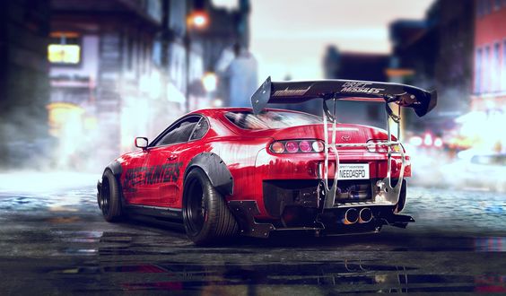 Обои на рабочий стол Toyota Supra стоит на улице города