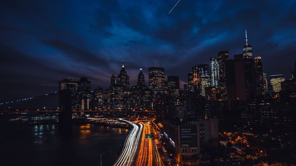 Обои на рабочий стол Город Нью-Йорк / New York, США / USA ночью